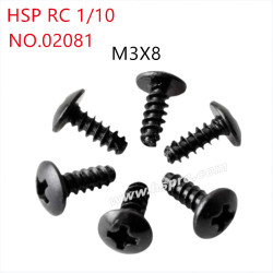 HSP 1/10 94122 94102 94101 Parts Pan head self-tapping screws M3x8mm 02081