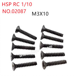 HSP 1/10 RC Car Parts Flat head self-tapping screws M3x10mm 02087