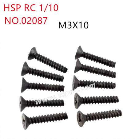 HSP 1/10 RC Car Parts Flat head self-tapping screws M3x10mm 02087