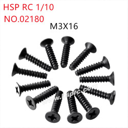 HSP 1/10 RC Car Parts Flat head self-tapping screws M3x16mm 02180