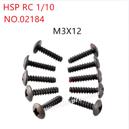 HSP 1/10 94122 94166 94188 Parts Pan head self-tapping screws M3x12mm 02184