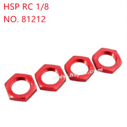 HSP 1/8 RC Car Upgrade Parts Metal binder nut 17mm 81212 red