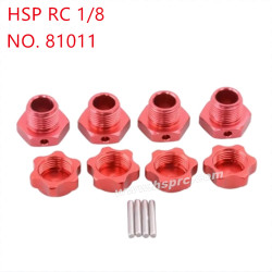 HSP 1/8 RC Car Upgrade Parts Aluminum alloy 17mm tire dust binding  81011 red