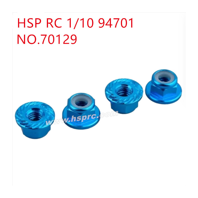 HSP 94701 1/10 Upgraded Parts M4 flange loose and non-slip nut 70129 blue